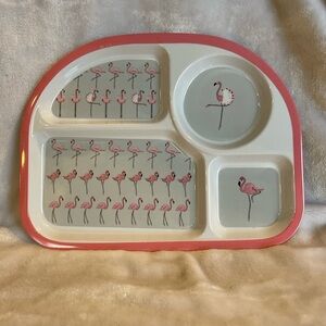 Sophie Allport Children’s Melamine Divided Plate Pink Flamingos 10.5x8.5